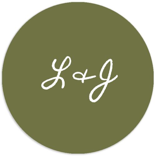 Hand Drawn Heart Photo Wedding Stickers Moss Circle