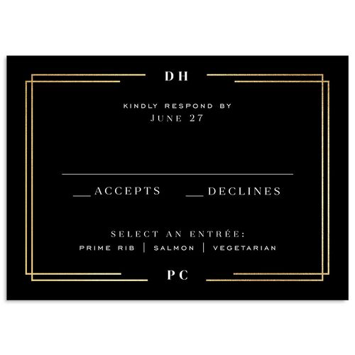 Framed Photo Foil Wedding Response Cards Gold Licorice Signature Standard