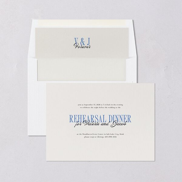 Wavy Frame Photo Rehearsal Dinner Invitations Sea Blue Signature Blank Standard