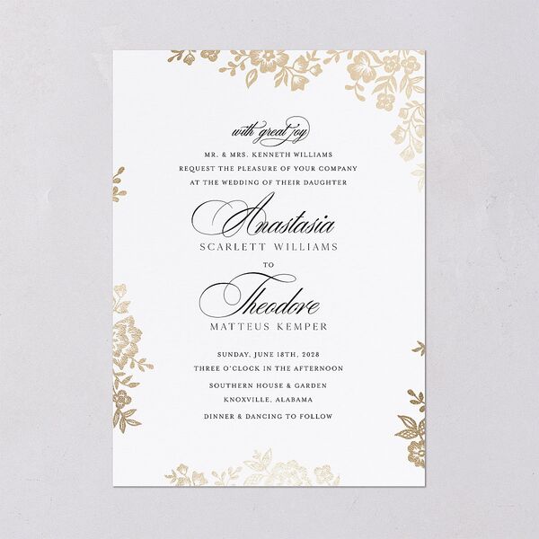 Foil Lace Wedding Invitations Gold Pure White Signature Blank No Standard