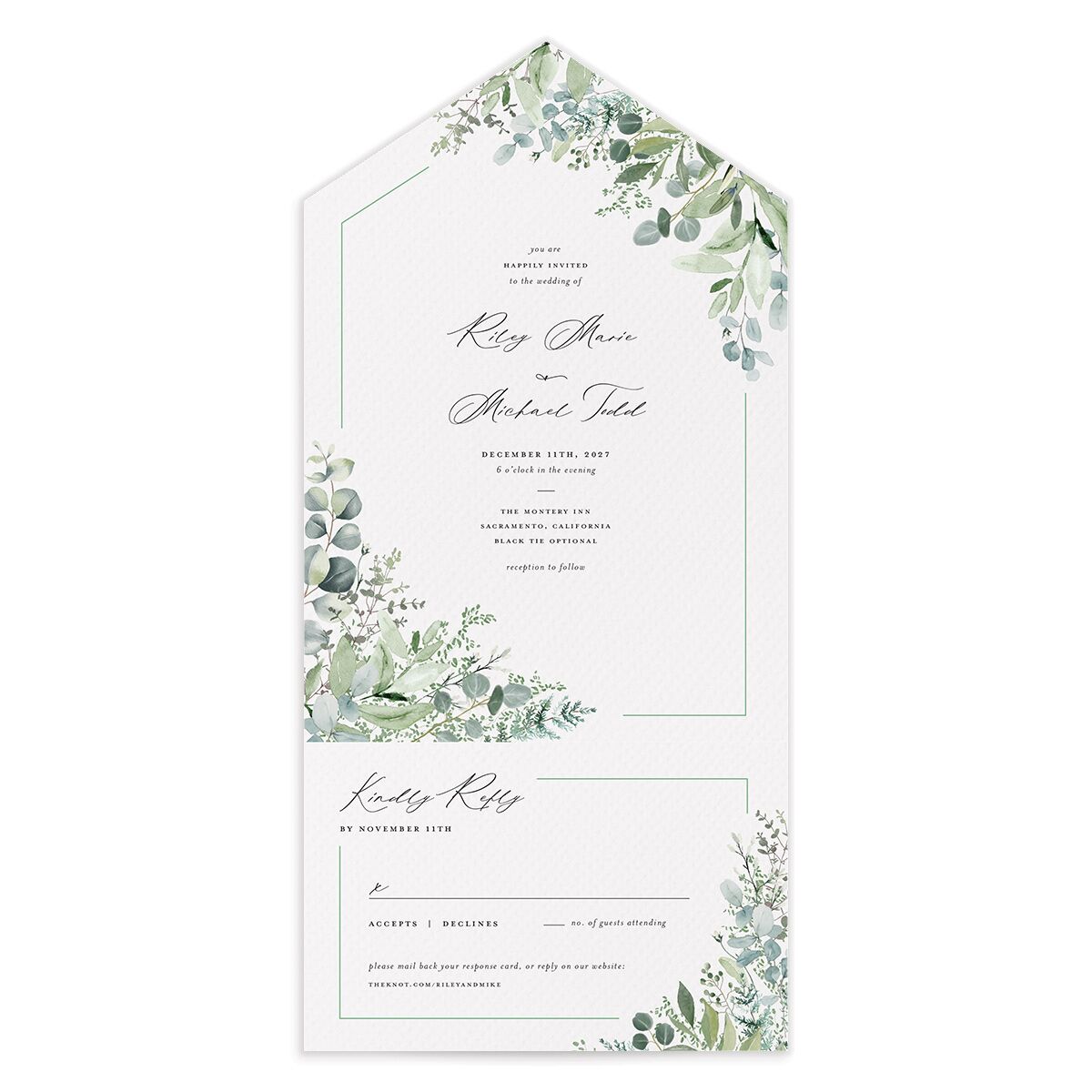 Gorgeous Greenery All-in-One Wedding Invitations