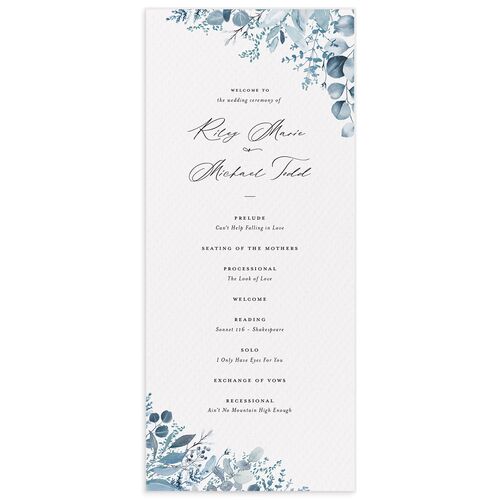 Gorgeous Greenery Wedding Programs Ocean Triple thick