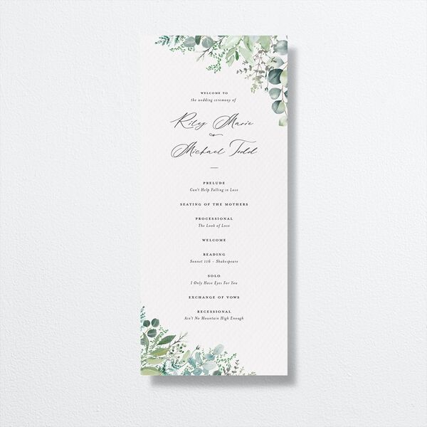 Gorgeous Greenery Wedding Programs Pure White Signature