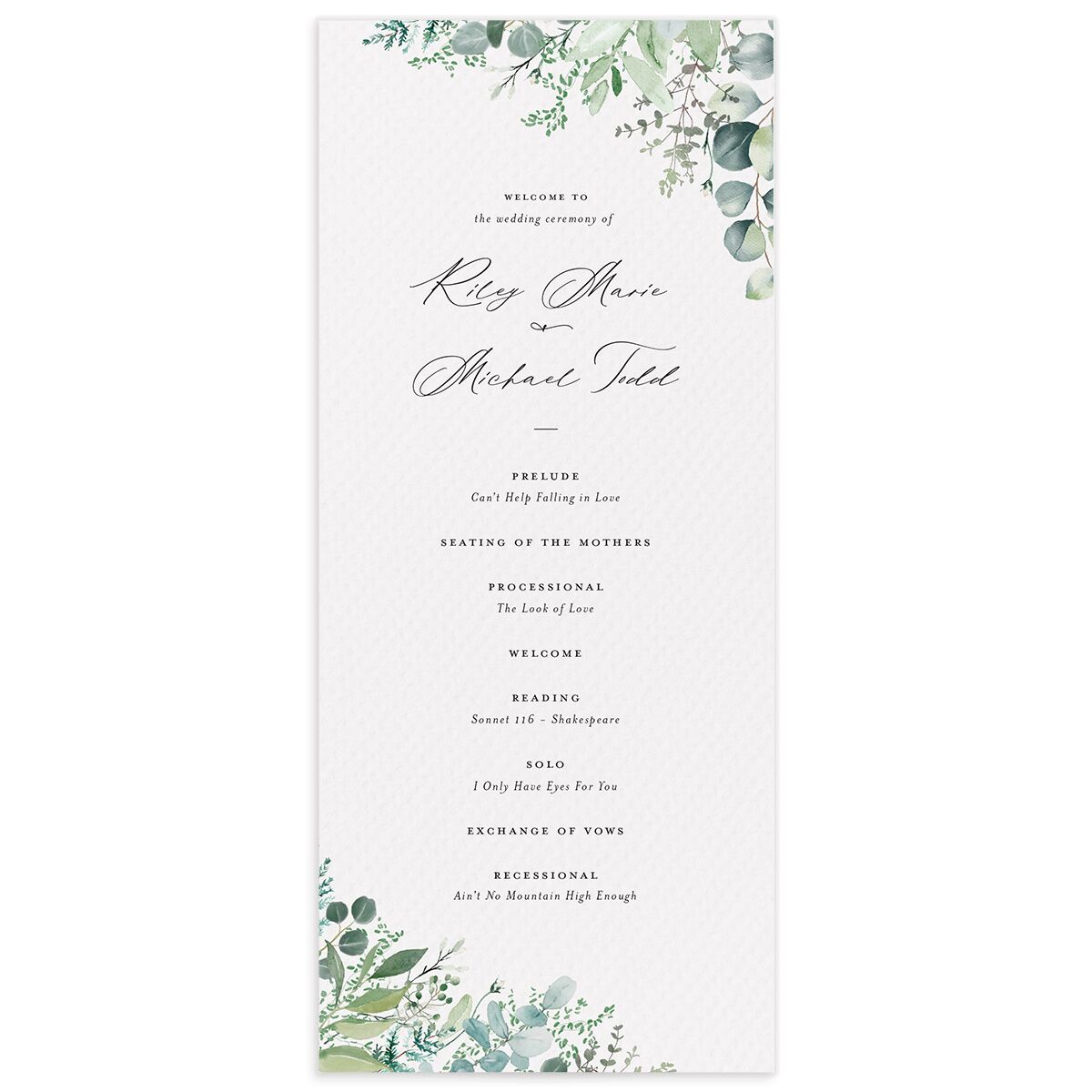 Gorgeous Greenery Wedding Programs
