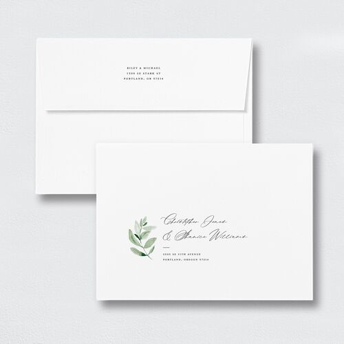Gorgeous Greenery Rehearsal Dinner Invitation Envelopes White Standard Pure White Both Recipient and Return Addresses