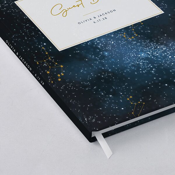 Starry Night Wedding Guest Book Moody Blue