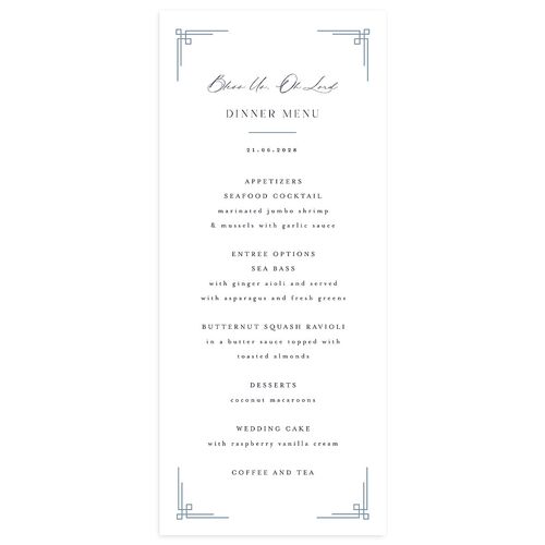 Church Cross Menus Dusty Blue Signature
