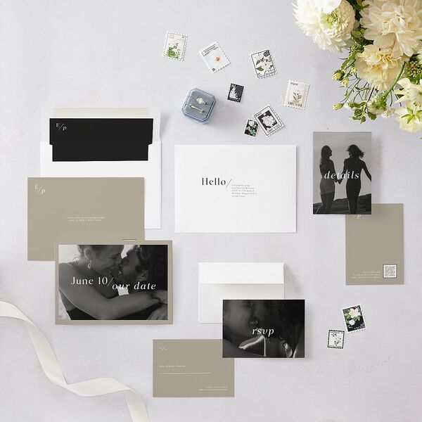 You and Me Save the Date Cards Fawn Signature smooth Blank No Standard