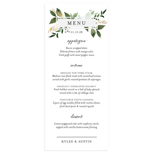 Leafy Frame Menus Hunter Green Signature