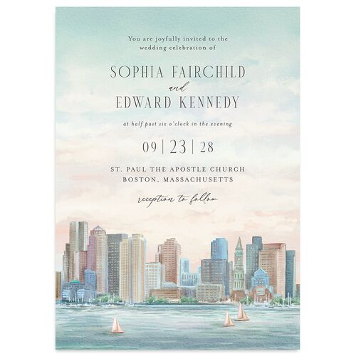 Boston Skyline Wedding Invitations Champagne Signature Blank No Standard