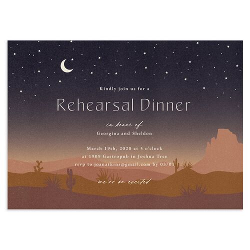 Desert Moon Rehearsal Dinner Invitations Dark Navy Signature Blank Standard