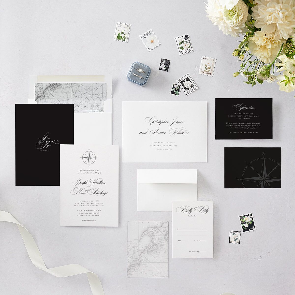 Formal Nautical Wedding Invitations Midnight Signature Blank No Standard
