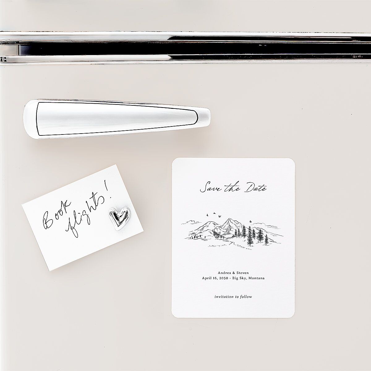 Elegant Mountain Monogram Save The Date Magnets Pure White Magnet Paper