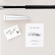 Elegant Mountain Monogram Save The Date Magnets Pure White Magnet Paper