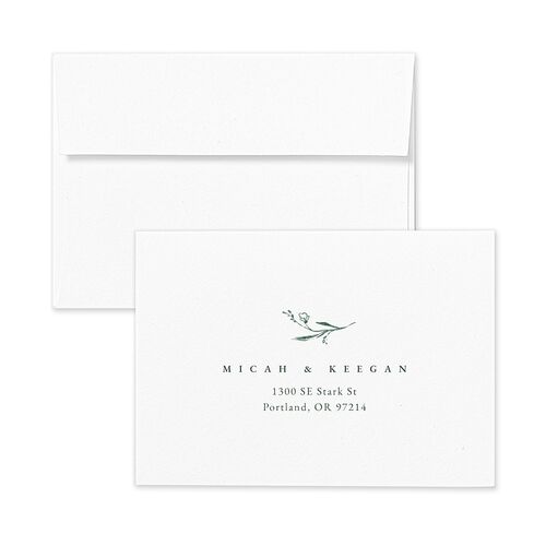 Illustrated Vines Wedding Response Card Standard Envelopes White Hunter Green Return Address Signature Standard