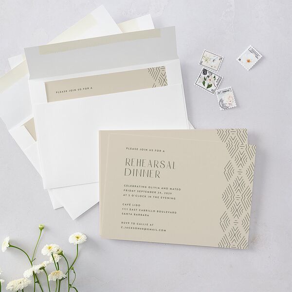 Boho Texture Rehearsal Dinner Invitations Deep Olive Signature Blank Standard