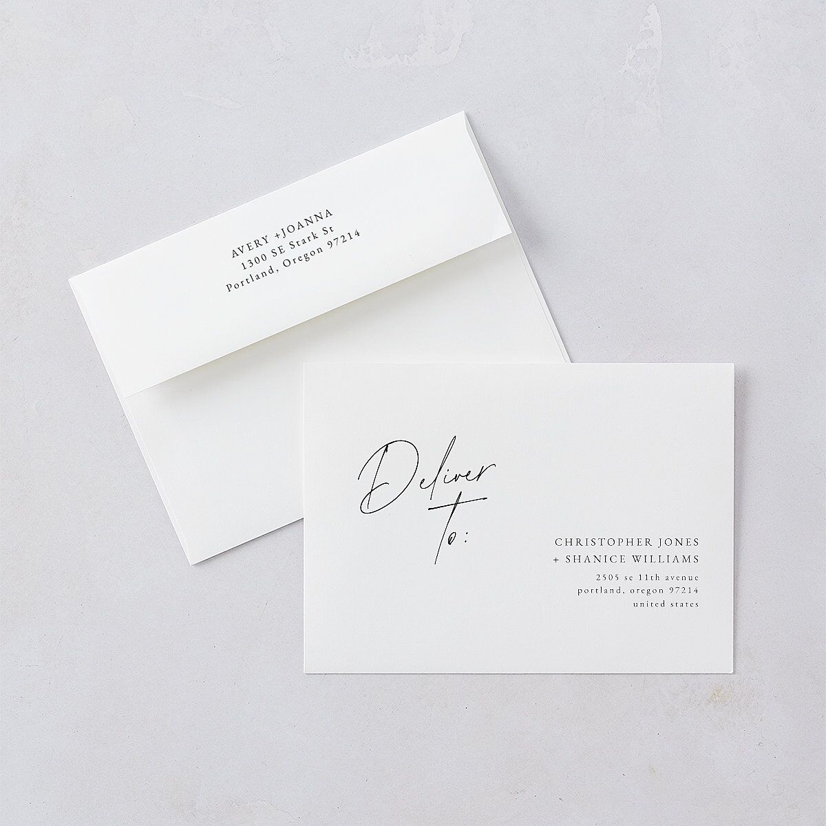 Corner Script Save The Date Cards Charcoal Signature smooth Blank No Standard
