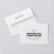 Vintage Art Deco Photo Save The Date Card Envelopes Off-White White Both Recipient and Return Addresses Signature Standard