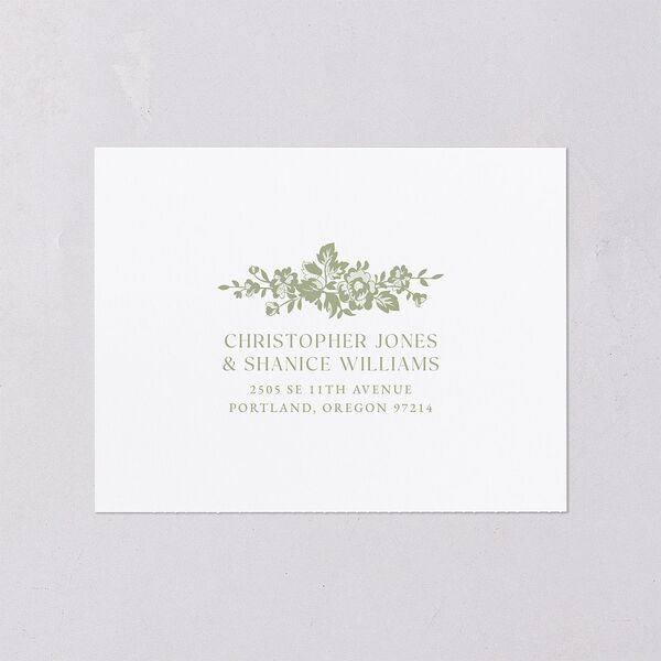 Fairytale Lace Floral Frame All-in-One Wedding Invitations Moss Signature Light Both Recipient and Return Addresses No