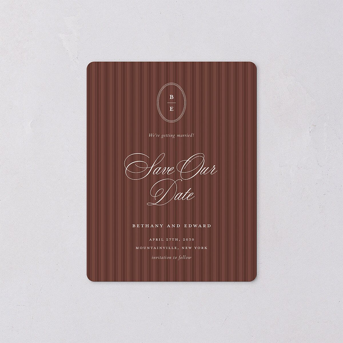 Vintage Oval Monogram Save The Date Magnets Merlot Magnet Paper