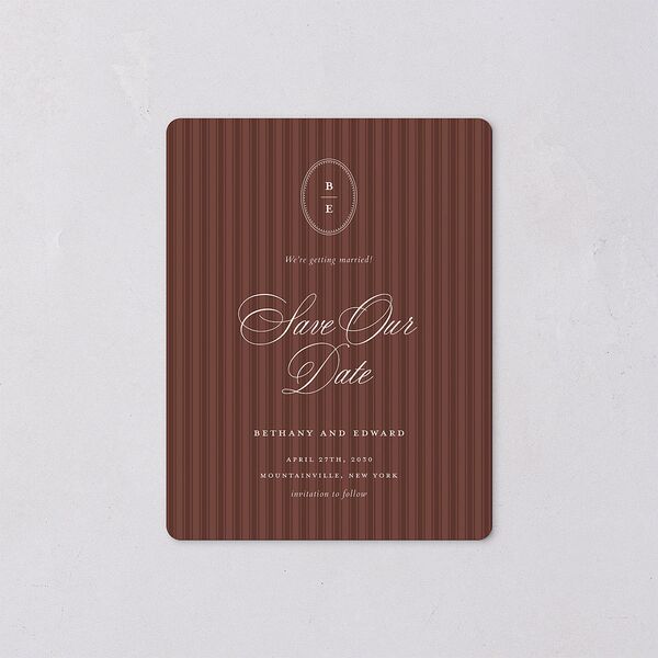 Vintage Oval Monogram Save The Date Magnets Merlot Magnet Paper