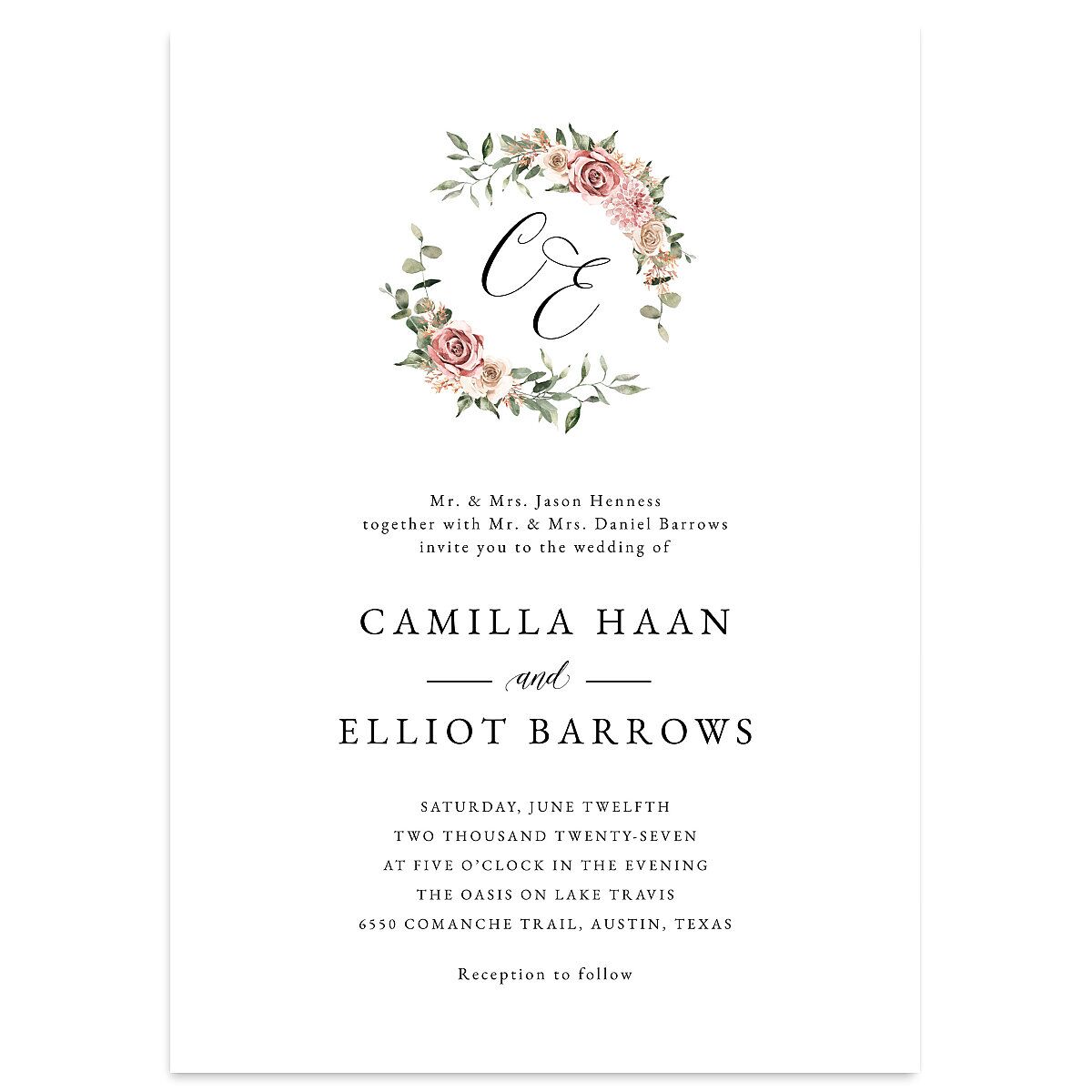 Floral Monogram Wedding Invitations