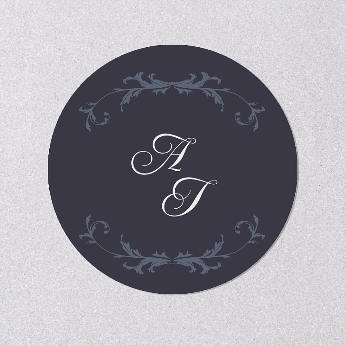Romantic Vintage Luxury Wedding Stickers Moody Blue Circle