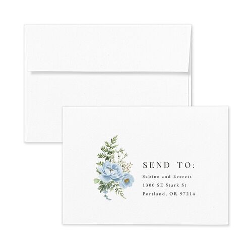 Gilded Fern Frame Botanical Response Card Envelopes White Ocean Return Address Signature Standard