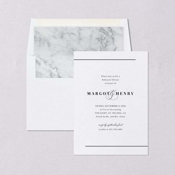 Classic Monogram Rehearsal Dinner Invitations Pure White Signature Blank