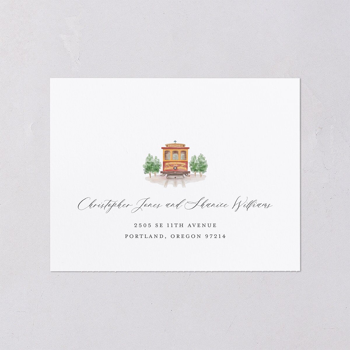 Scenic San Francisco All-in-One Wedding Invitations Daffodil Signature Light Both Recipient and Return Addresses No