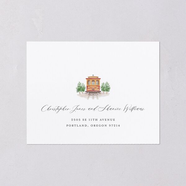 Scenic San Francisco All-in-One Wedding Invitations Daffodil Signature Light Both Recipient and Return Addresses No
