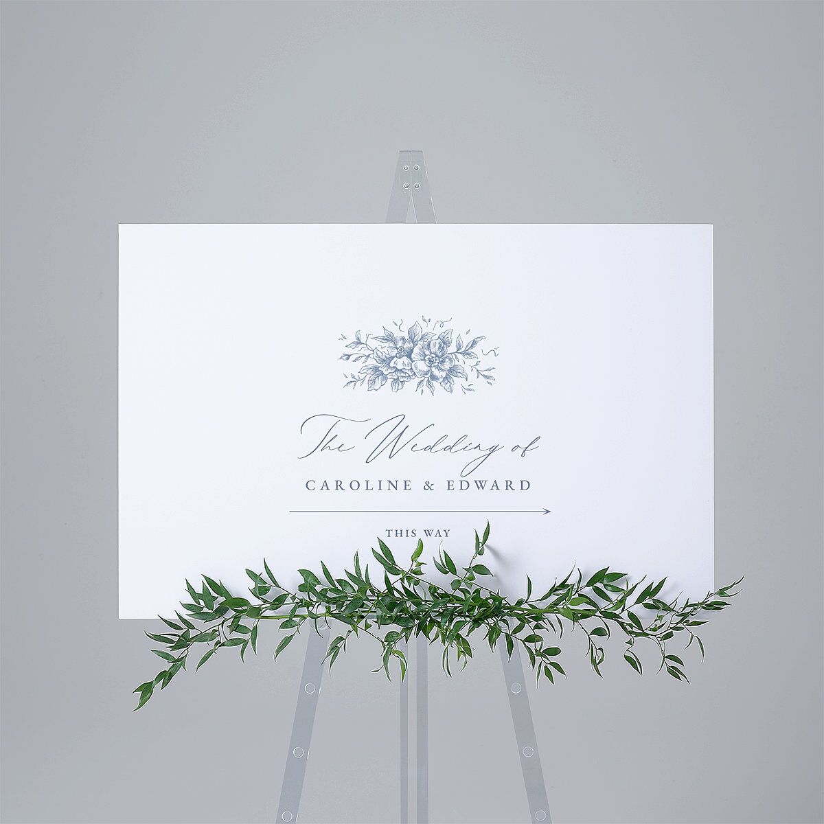 Antique Victorian Botanical Standard Direction Sign Large Dusty Blue Standard Indoor Foam Core L Direction