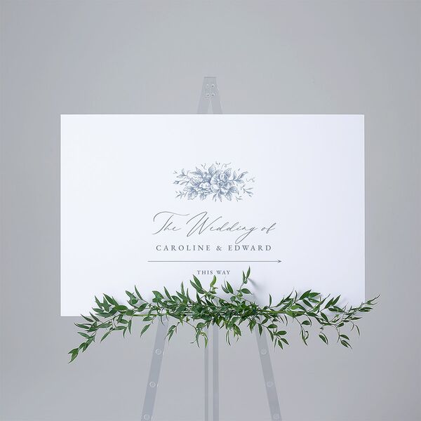Antique Victorian Botanical Standard Direction Sign Large Dusty Blue Standard Indoor Foam Core L Direction