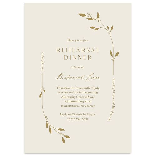 Gilded Sprigs Rehearsal Dinner Invitations Biscotti Signature Blank Standard