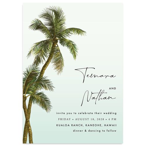 Breezy Palm Trees Wedding Invitations Tiffany Signature Blank No Standard