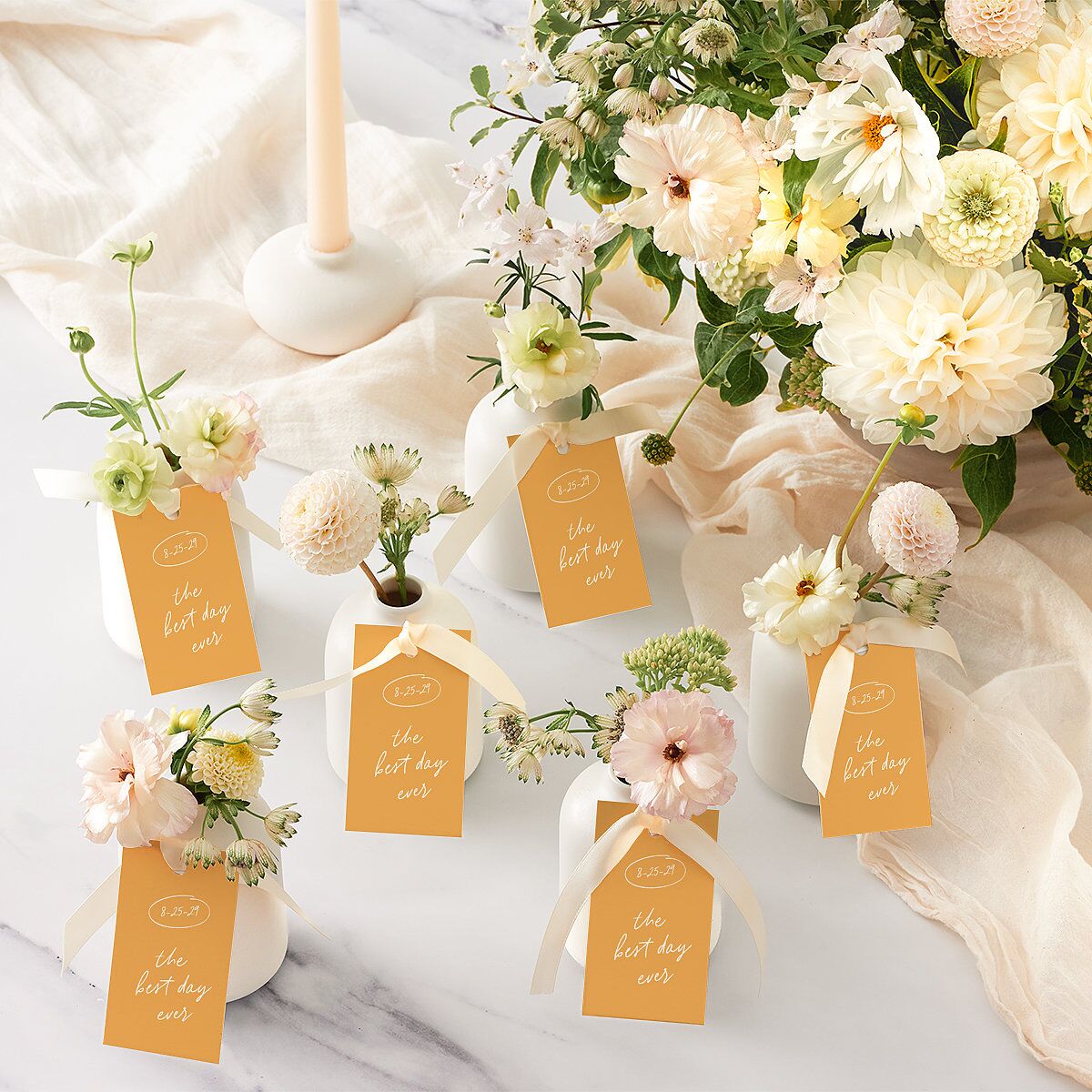 Sunny Day Modern Script Favor Gift Tags Pure White Signature