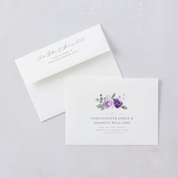 Elegant Floral Wedding Invitations Lilac Signature Blank Standard No