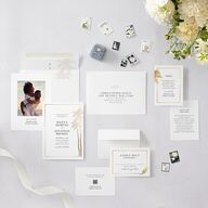 Classic Palm Trees Foil Wedding Invitations Gold Pure White Signature Blank No Standard