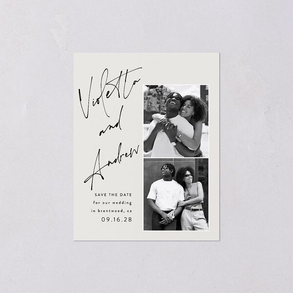 Signed Save the Date Petite Cards Licorice Signature smooth Blank No Standard