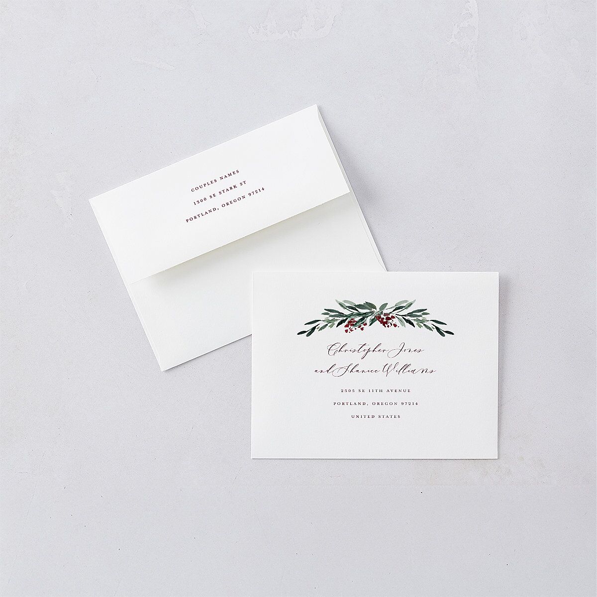 Gilded Botanical Save the Date Petite Cards Burgundy Signature smooth Blank No Standard