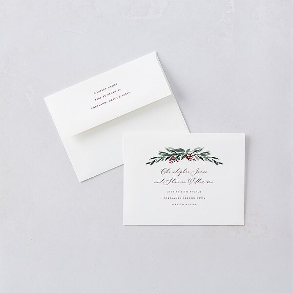Gilded Botanical Save the Date Petite Cards Burgundy Signature smooth Blank No Standard