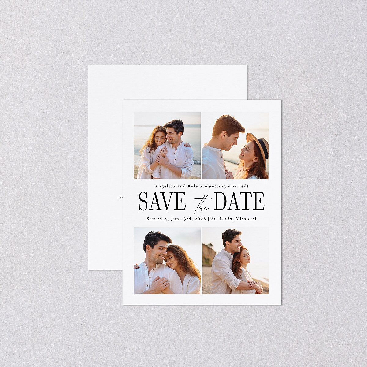 Classically Gilded Save the Date Petite Cards Pure White Signature smooth Blank No Standard