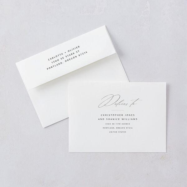 Simply Classic Save The Date Cards Charcoal Signature smooth Blank No Standard