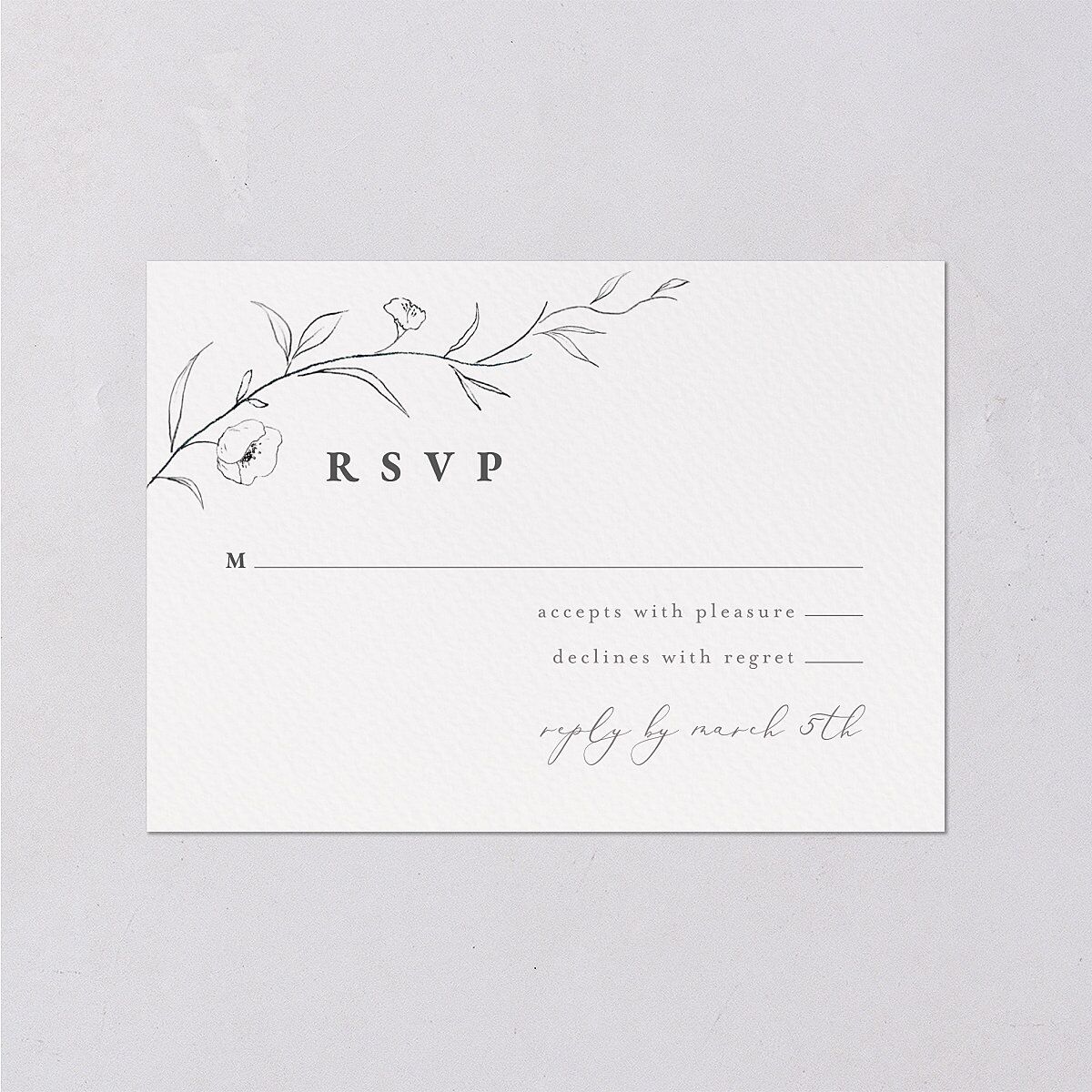 Graceful Botanical Wedding Response Cards Shadow Gray Signature Standard