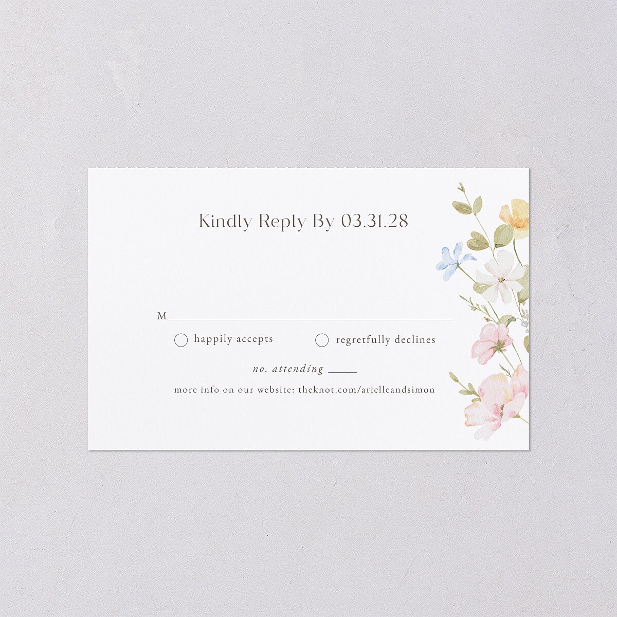 Wildflower Photo All-in-One Wedding Invitations Lilac Signature Light Both Recipient and Return Addresses No