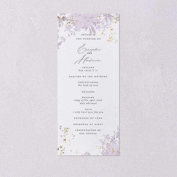 Monochrome Blooms Wedding Programs Gold Sheer Lilac Signature