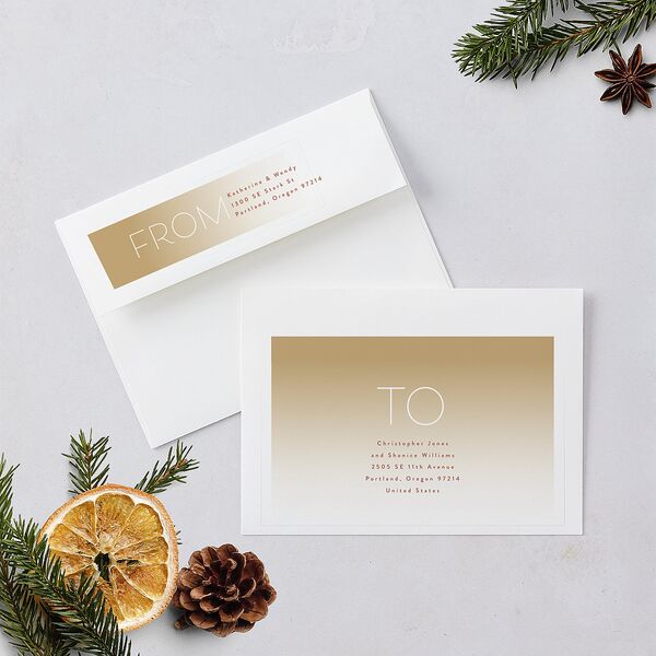 Bright New Year Holiday Cards Tan Signature Blank Standard Landscape