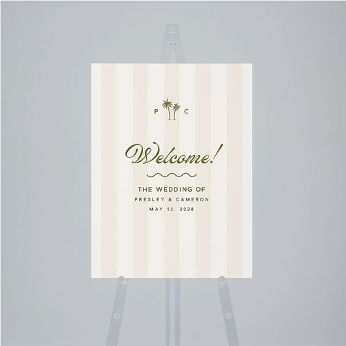 Cabana Stripes Standard Welcome Sign Medium Olive Standard Indoor Foam Core M Welcome
