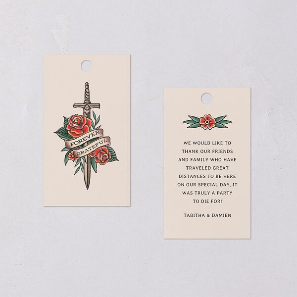 Til Death Tattoos Favor Gift Tags Linen Signature