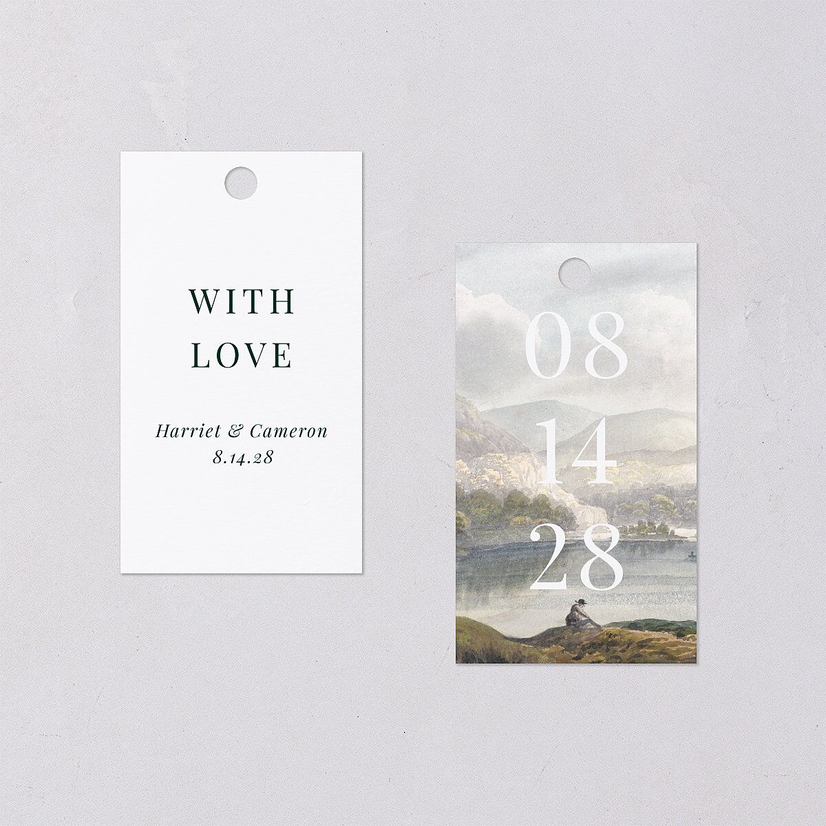 Vintage Landscape Favor Gift Tags Dark Green Signature